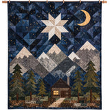 Night Mountain Cabin Star Moon Patchwork Quilted 3-Piece Bedding Set