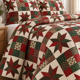 Christmas Star Patchwork Quilted 3-Piece Bedding Set