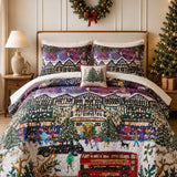 London Christmas Village Quilted 3-Piece Bedding Set
