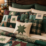 Primitive Tree Star Patchwork Quilted 3-Piece Bedding Set