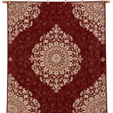 Vintage Burgundy Floral Medallion Quilted 3-Piece Bedding Set