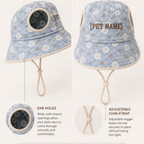 Personalized Flower Quilted Dog Hat – Custom Pet Name With Ear Holes