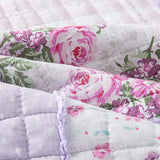 Lavender Rose Patchwork Quilted 3-Piece Bedding Set
