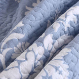 Vintage Cottage Blue Floral Print Quilted 3‑Piece Bedding Set