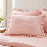 H.PAI Ruffled Chiffon Quilted Pillow Sham Set of 2