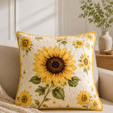 Sunflower Flower Quilted Pillow Case