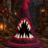 Fanged Monster Gothic Handcrafted Quilted Witch Hat