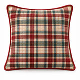 Traditional Christmas Motif & Plaid Quilted Pillow Covers 2-Piece Set