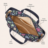 Midnight Garden Floral – Multifunctional Tote Bag with Spacious Storage for Travel & Everyday Use