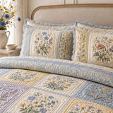 Wildflower Quilted 3-Piece Bedding Set – Classic Americana Quilted Bedding With Matching Pillow Shams
