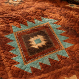 H.PAI Southwestern Aztec Quilted 3-Piece Bedding Set – Rustic Luxury Quilted Bedding with Matching Pillow Shams
