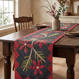 Christmas Rustic Floral Appliqué Quilted Table Runner