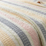 Pastel Multicolor Vertical Stripe Quilted Bedspread Cotton Puff Quilt Blanket