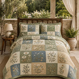 Wildflower Meadow Quilted 3-Piece Bedding Set – Luxury Quilted Bedding with Matching Pillow Shams