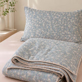 Botanical Floral 100% Cotton 4-Piece Summer Bedding Set – Breathable Cooling Comforter, Flat Sheet & 2 Pillowcases