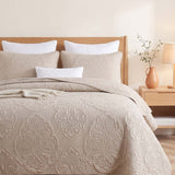 Damask Quilted 3-Piece Bedding Set
