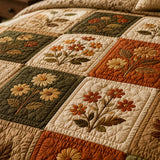 Autumn Botanical Quilted 3-Piece Bedding Set – Luxury Quilted Bedding with Matching Pillow Shams