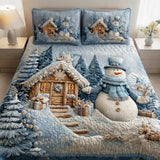 Silent Snow Eve 3‑Piece Quilted Bedding Set