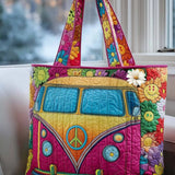 Hippie Van Quilted Tote Bag