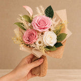 Blush Pink Romance Rose Preserved Bouquet - Posy