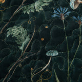 H.PAI Enchanted Forest Mushroom Quilted 3-Piece Bedding Set – Dark Botanical Quilted Bedding With Matching Pillow Shams