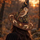Moonlit Owl Woodland Gothic Handcrafted Quilted Witch Hat