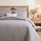 Damask Quilted 3-Piece Bedding Set