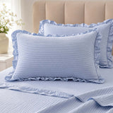 H.PAI Ruffled Chiffon Quilted Pillow Sham Set of 2