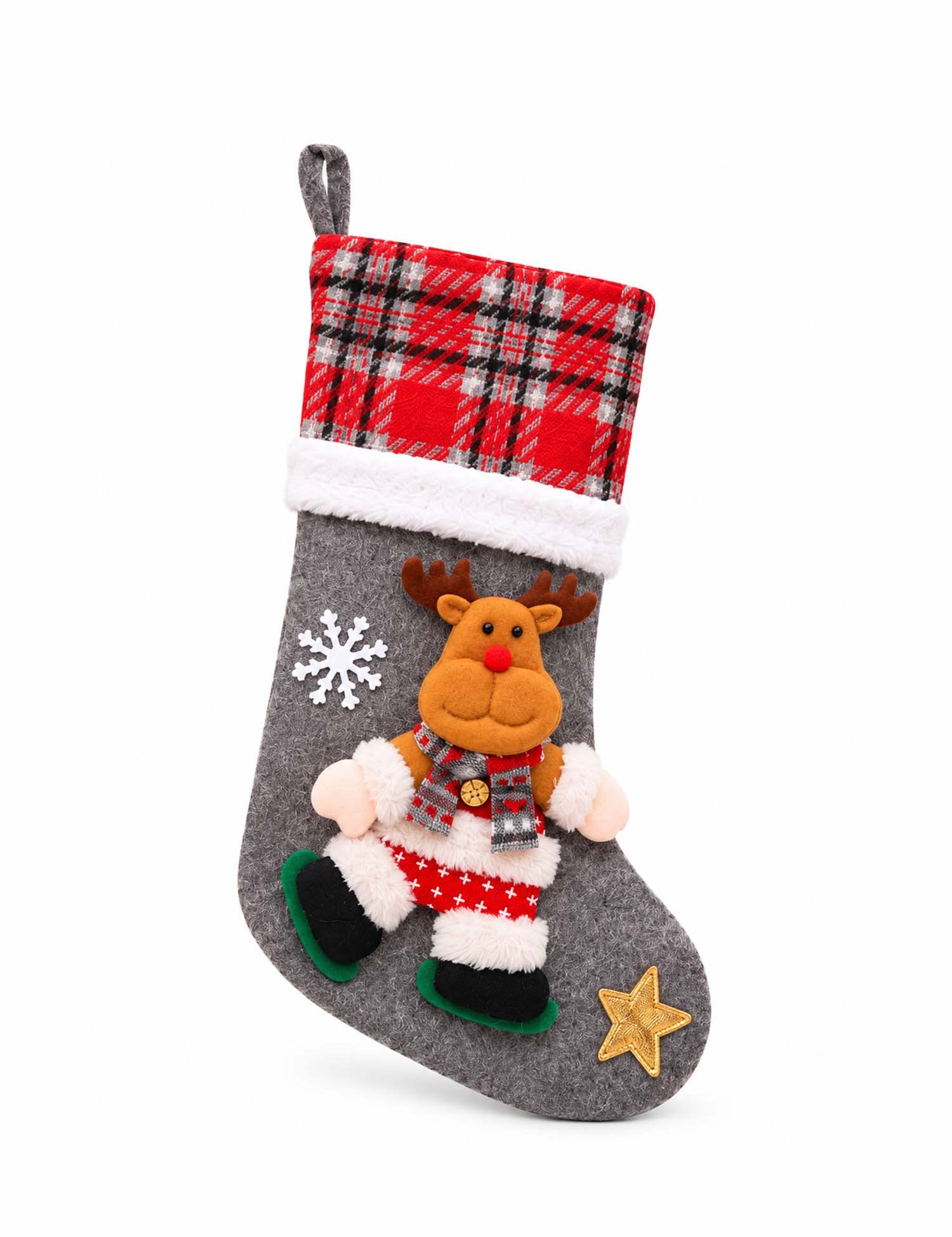 Festive Christmas Character Plaid Stockings