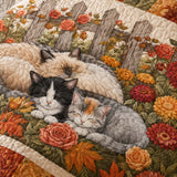 H.PAI Autumn Garden Cat Quilted 3-Piece Bedding Set