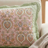 Pink Floral Scalloped Edge Rectangular Throw Pillow Cover