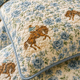 H.PAI Western Floral Horse Quilted 3-Piece Bedding Set – Luxury Quilted Bedding with Matching Pillow Shams
