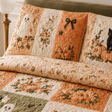 H.PAI Pumpkin Cat Ghost Garden Quilted 3-Piece Bedding Set