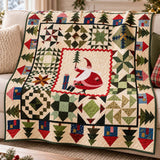 Woodland Santa Christmas Village Quilted Blanket