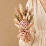 Blush Pink Hydrangea Pampas Dried Flower Bouquet - Posy