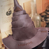 Vintage Brown Leather Style Handcrafted Witch Hat