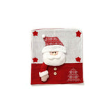 Knitted 3D Santa Snowman Reindeer Christmas Chair Covers, Red & White Xmas Dining Chair Back Slipcovers