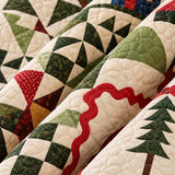 Woodland Santa Christmas Village Quilted Blanket