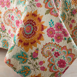 Boho Colorful Paisley Floral Patchwork Quilted 3‑Piece Bedding Set