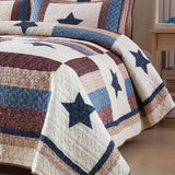 Americana Star Patchwork Quilted 3-Piece Bedding Set