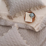 Sage Leaf Double-Layer Gauze Quilted 3-Piece Bedding Set