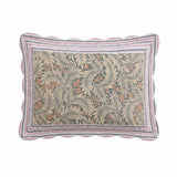 Sage Green Botanical Leaf Scalloped Edge Rectangular Throw Pillow Cover
