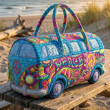 Hippie Peace Joy Quilted Duffle Bag