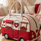 Heart-Shaped Camper Van Quilted Duffle Bag