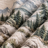 Snow Mountain Pine Forest Landscape Quilted 3-Piece Bedding Set