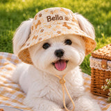 Personalized Pet Paw Quilted Dog Hat – Custom Pet Name With Ear Holes