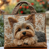Yorkie Shine Quilted Tote Bag