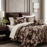 Mocha Vintage Floral Quilted 3-Piece Bedding Set