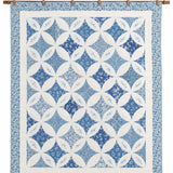 Blue Floral Ring Cottage Reversible 100% Cotton Quilted 3-Piece Bedding Set