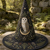 H.PAI Moonlit Owl Dark Forest Gothic Handcrafted Quilted Witch Hat